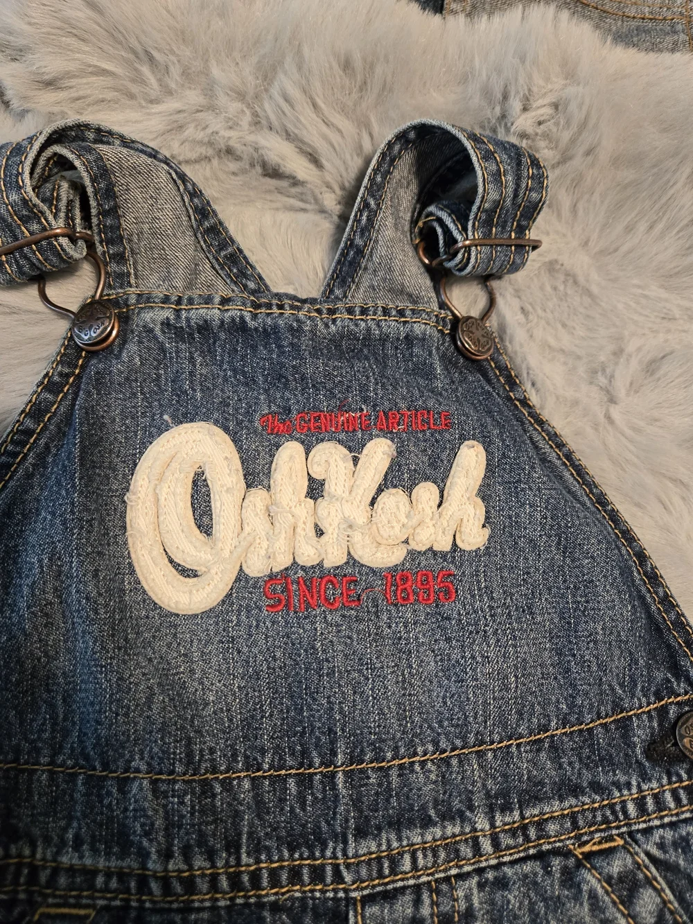 OshKosh B'gosh Big Logo Embroidered Denim Overalls 24M Graphic